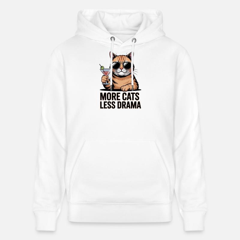 Plus de chats Moins de drame Cocktail de chats - Sweat à capuche bio CRUISER Stanley/Stella Unisexe - blanc