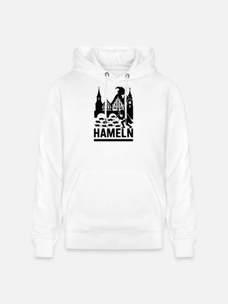 Hamelin City Pied Piper Silhouette - Stanley/Stella CRUISER Unisex Organic Hoodie - white