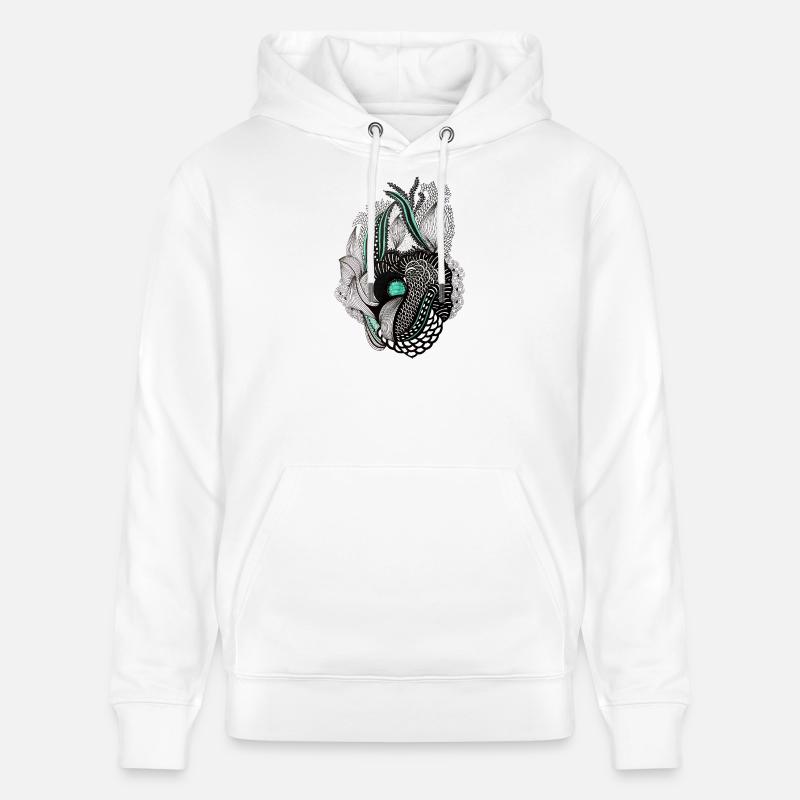 Chuchotements de fleurs de sarcelle - Sweat à capuche bio CRUISER Stanley/Stella Unisexe - blanc