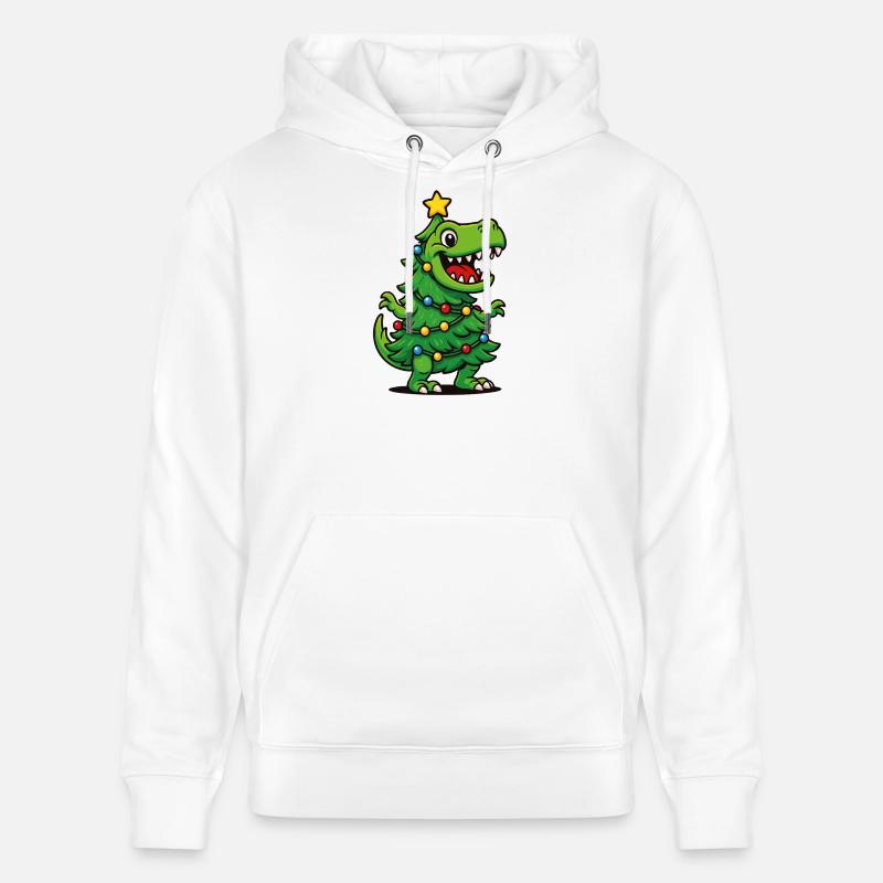 Tree-Rex – Jeu de mots rétro de Noël T-Rex Dino - Sweat à capuche bio CRUISER Stanley/Stella Unisexe - blanc