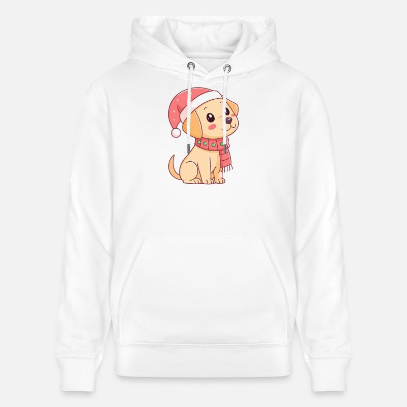 Chiot festif au bonnet de Noël - Sweat à capuche bio CRUISER Stanley/Stella Unisexe - blanc