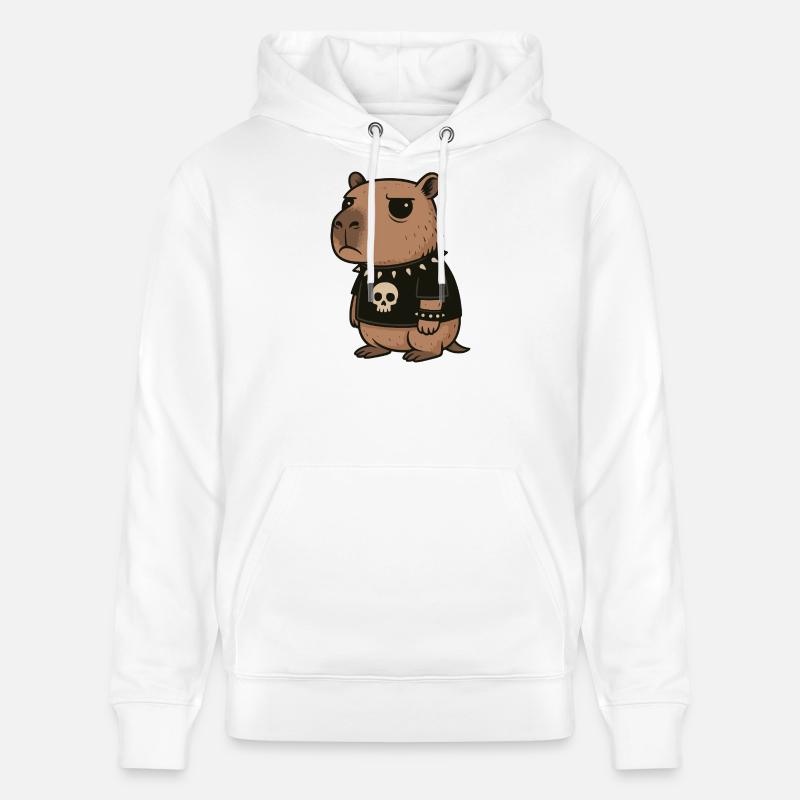 Goth Capybara Drôles Emo Punk Rongeurs - Sweat à capuche bio CRUISER Stanley/Stella Unisexe - blanc