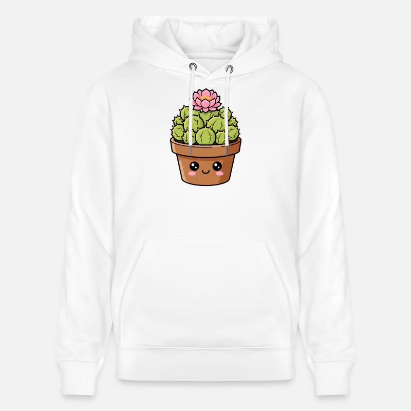 Pot de fleurs de cactus Kawaii - Sweat à capuche bio CRUISER Stanley/Stella Unisexe - blanc