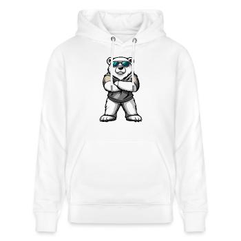 Isbjørn tegneserie - Stanley/Stella CRUISER økologisk unisex-hoodie - hvid - Foran - Alina (178cm) & Michal (187cm)
