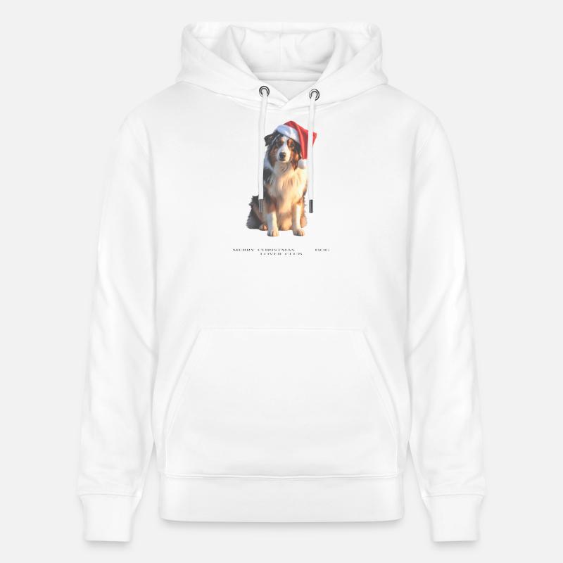 Boder Collie Weihnachts-Hund im Santa-Hut - Stanley/Stella Unisex Bio-Hoodie CRUISER  - Weiß