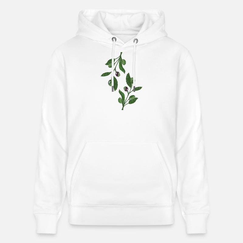 Rameaux d’olivier en vert mosaïque - Sweat à capuche bio CRUISER Stanley/Stella Unisexe - blanc