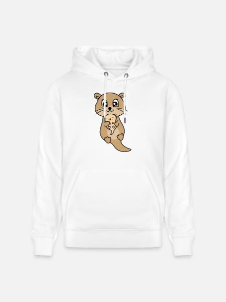 Mère et bébé loutre mignon - Sweat à capuche bio CRUISER Stanley/Stella Unisexe - blanc