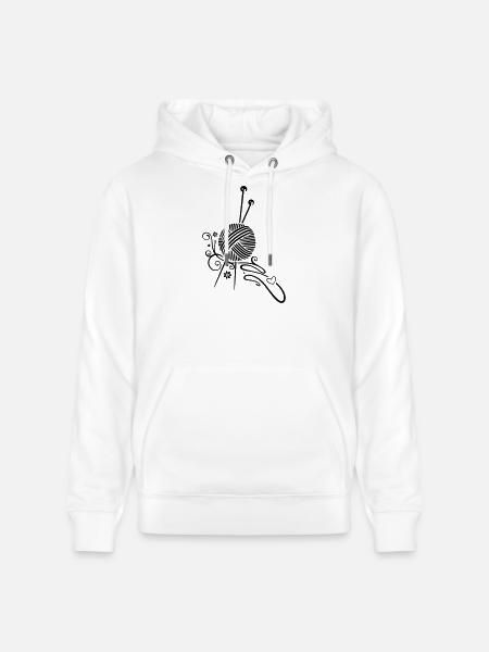 Knitting needles with wool and flowers. - Stanley/Stella CRUISER Unisex Organic Hoodie - white
