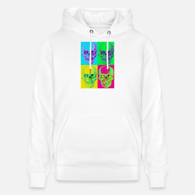 Crâne Pop Art Quadri - Sweat à capuche bio CRUISER Stanley/Stella Unisexe - blanc