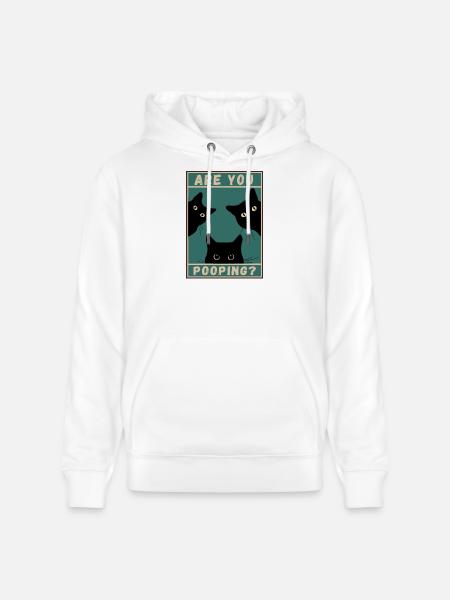 black fat cat fat are you pooping - Stanley/Stella CRUISER Unisex Organic Hoodie - white