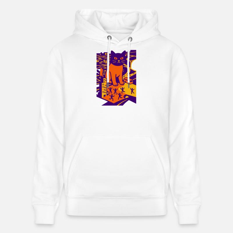 Chat géant dans la ville - Sweat à capuche bio CRUISER Stanley/Stella Unisexe - blanc