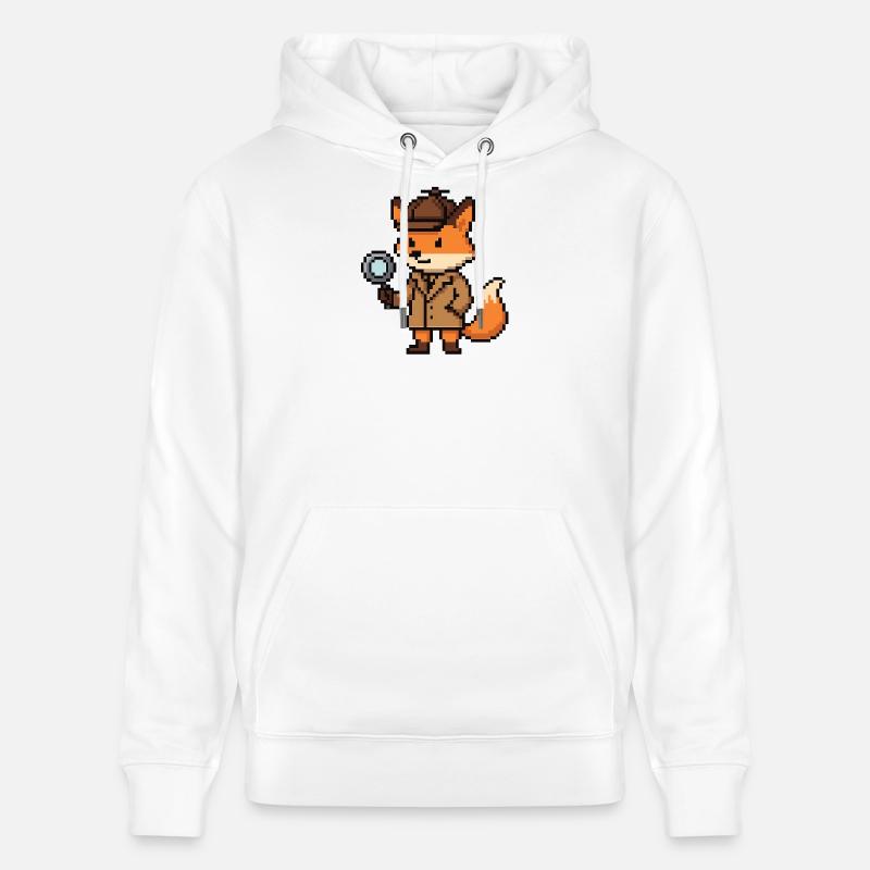 Pixel Detective Fox Design - Sweat à capuche bio CRUISER Stanley/Stella Unisexe - blanc