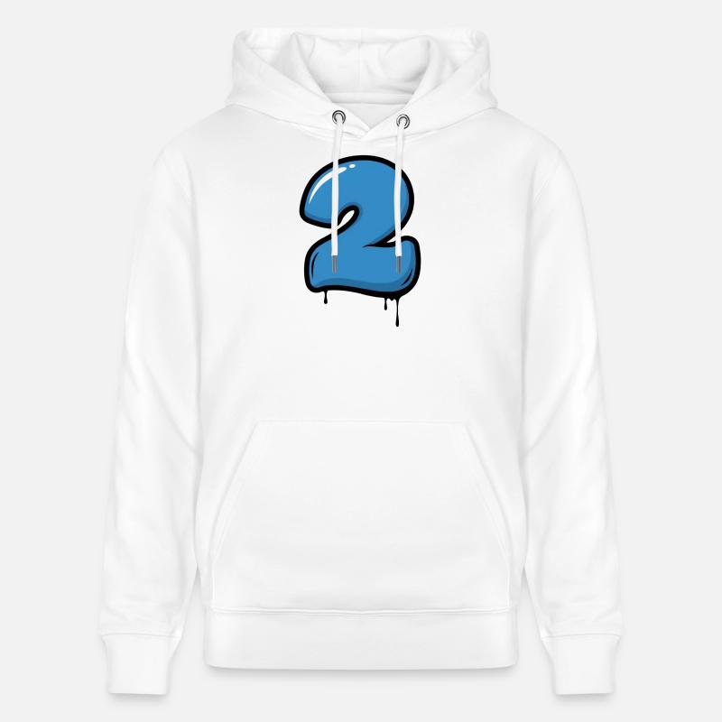 Graffiti Bleu Numéro 2 Gouttes - Sweat à capuche bio CRUISER Stanley/Stella Unisexe - blanc