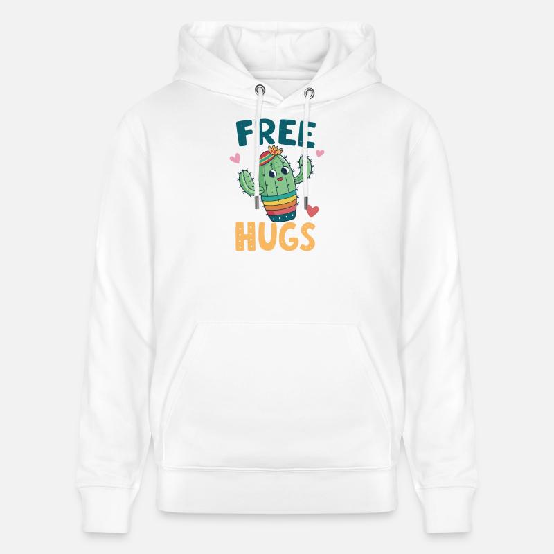 Cactus Mignon Câlins Gratuits - Sweat à capuche bio CRUISER Stanley/Stella Unisexe - blanc