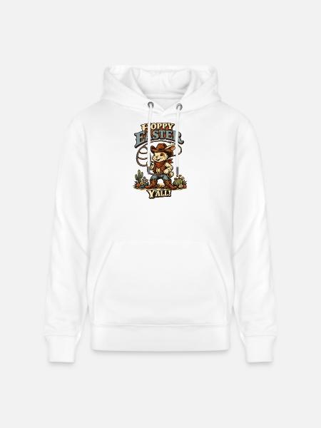 Retro Bunny Howdy Easter Rabbit Ears - Stanley/Stella CRUISER Unisex Organic Hoodie - white