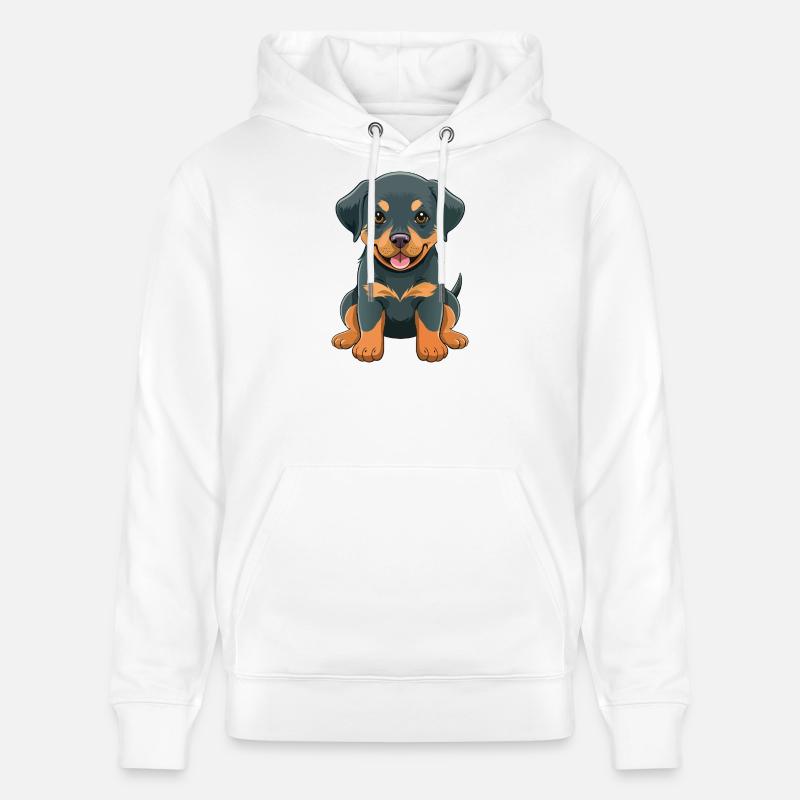Dessin animé de chiot Rottweiler - Sweat à capuche bio CRUISER Stanley/Stella Unisexe - blanc