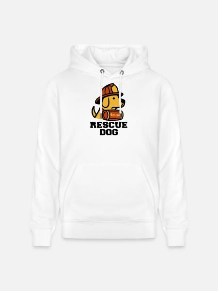 Fire Dog Rescue Dog Logo - Stanley/Stella CRUISER Unisex Organic Hoodie - white