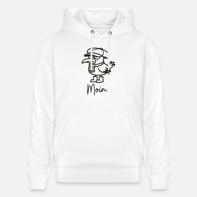 mouette avec casquette et moin - Sweat à capuche bio CRUISER Stanley/Stella Unisexe - blanc