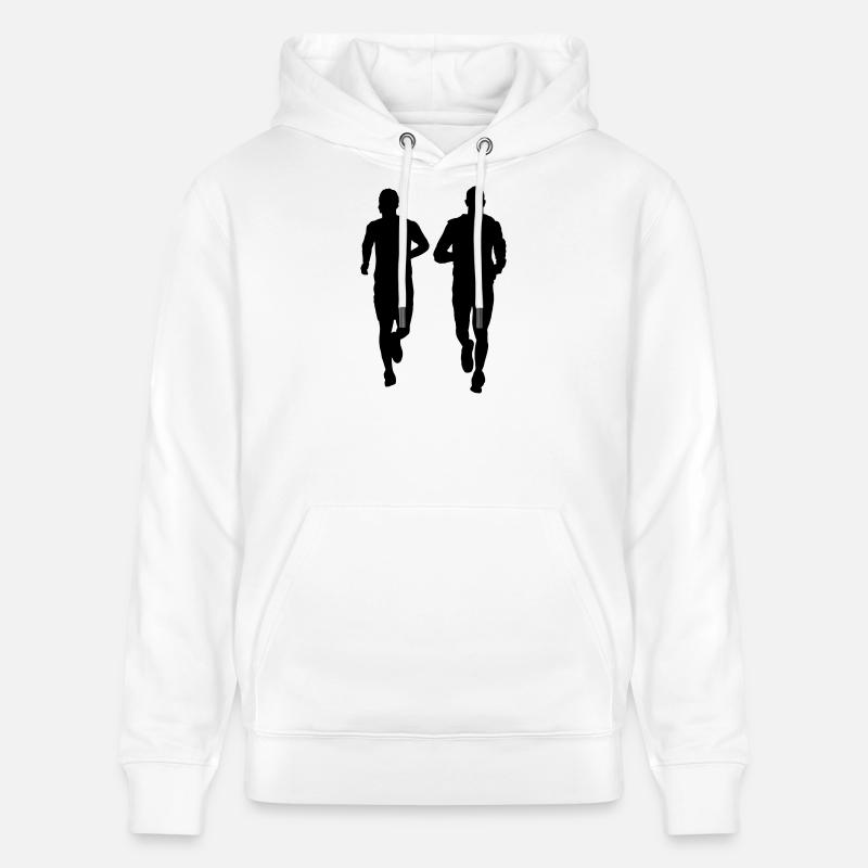 couple en cours d'exécution deux mâles - Sweat à capuche bio CRUISER Stanley/Stella Unisexe - blanc