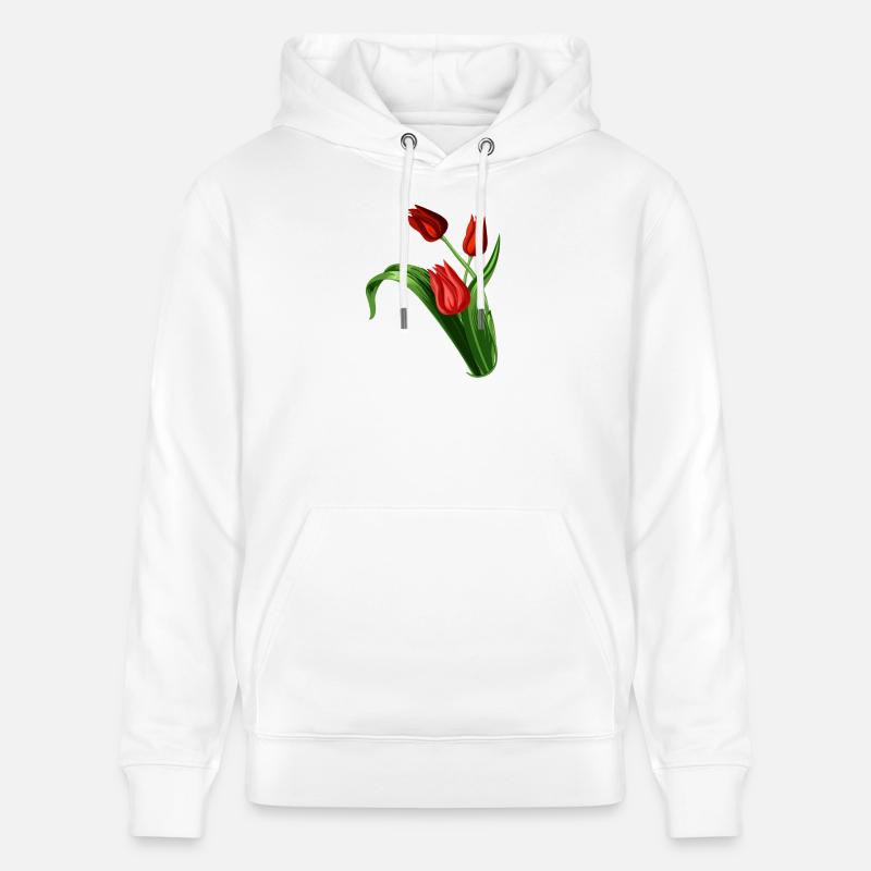 Illustration élégante de tulipes rouges - Sweat à capuche bio CRUISER Stanley/Stella Unisexe - blanc