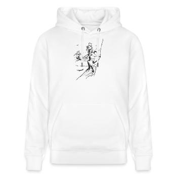Klippenaufstieg – grafische Silhouette - Stanley/Stella Unisex Bio-Hoodie CRUISER  - Weiß - Vorne - Alina (178cm) & Michal (187cm)