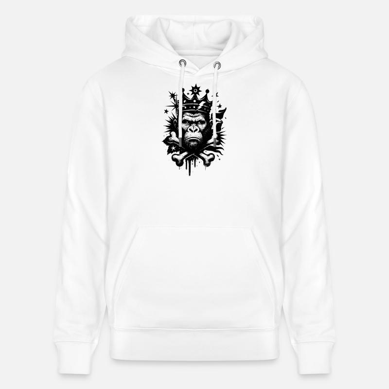 Gorille majestueux avec couronne - Sweat à capuche bio CRUISER Stanley/Stella Unisexe - blanc