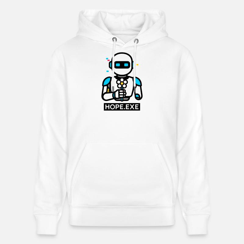 HOPE.EXE – Robot avec fleur - Sweat à capuche bio CRUISER Stanley/Stella Unisexe - blanc