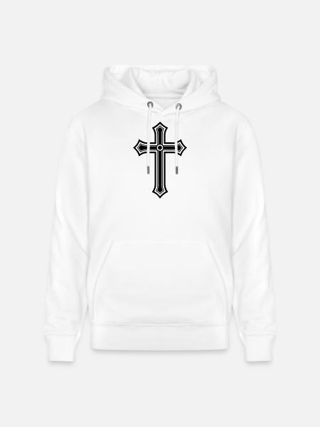 Cross Christian Symbol - Stanley/Stella CRUISER Unisex Organic Hoodie - white
