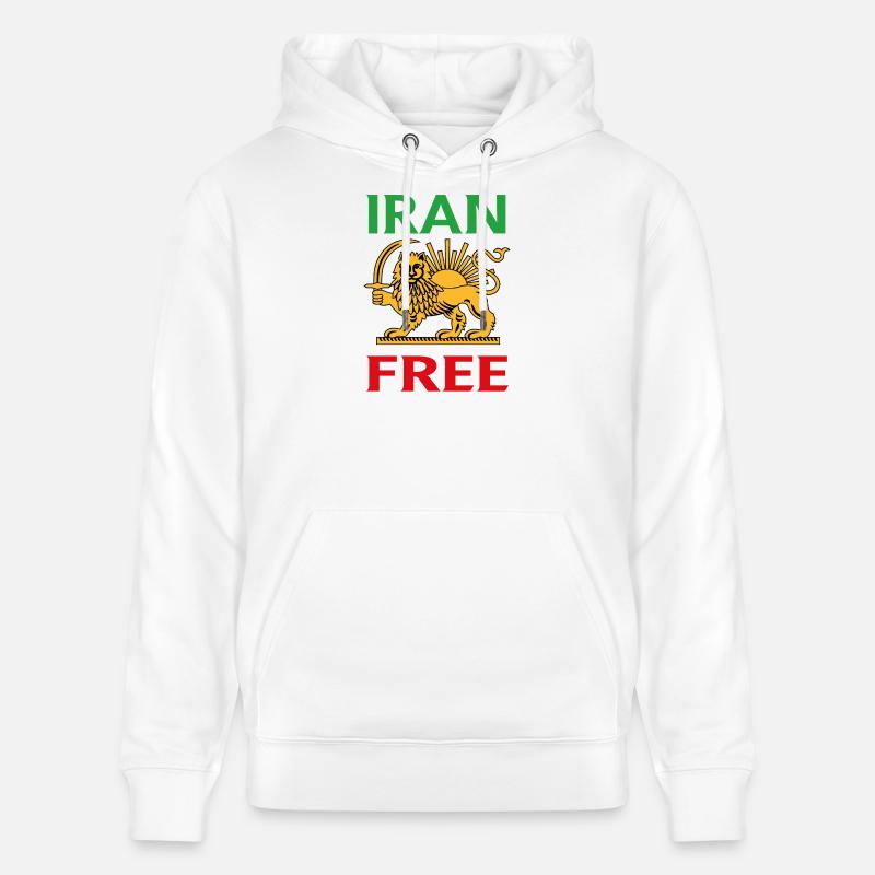 Emblème du Lion libre d’Iran - Sweat à capuche bio CRUISER Stanley/Stella Unisexe - blanc