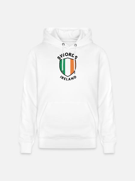 Ireland-coloured shield emblem SWORDS - Stanley/Stella CRUISER Unisex Organic Hoodie - white