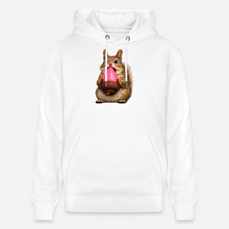 Süßes Eichhörnchen mit rosa Eichel - Stanley/Stella Unisex Bio-Hoodie CRUISER  - Weiß