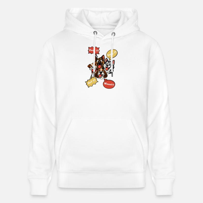 Chiots cartoon et bulles gustatives - Sweat à capuche bio CRUISER Stanley/Stella Unisexe - blanc