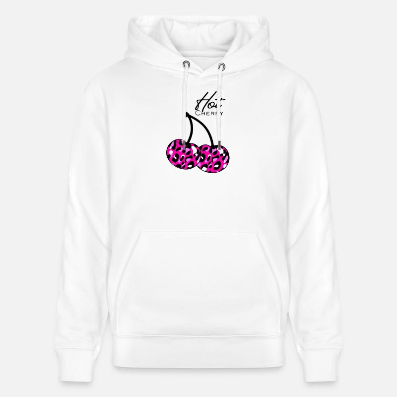 Pink leopard pattern cherry - Stanley/Stella CRUISER Unisex Organic Hoodie - white