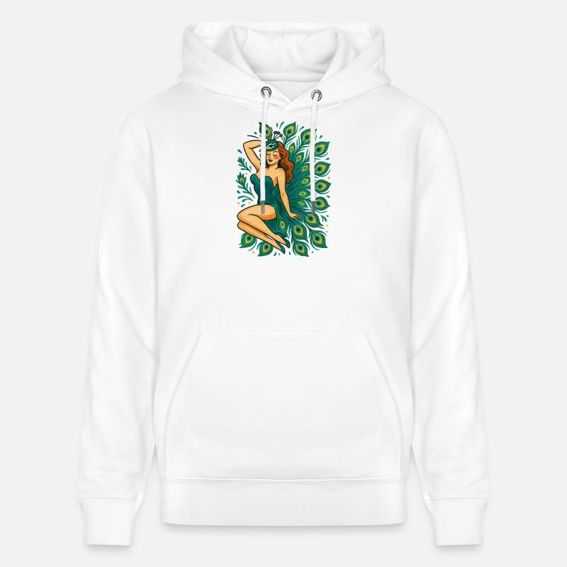 Déesse paon aux plumes sarcelle - Sweat à capuche bio CRUISER Stanley/Stella Unisexe - blanc