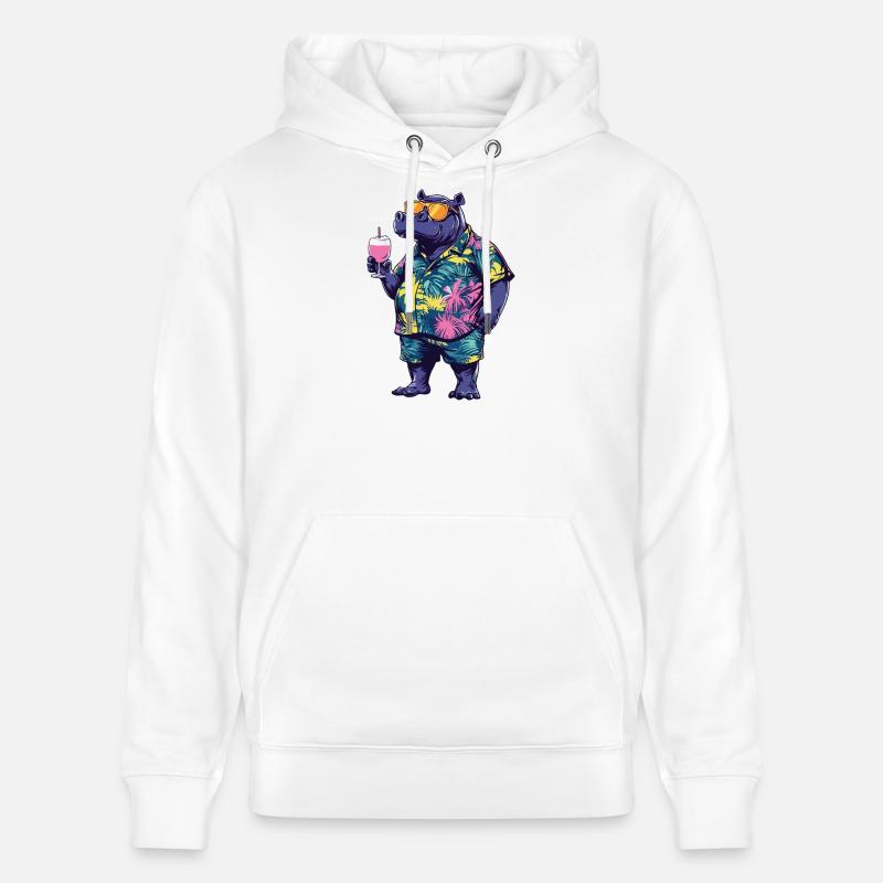 Nilpferd Comic Sommer - Stanley/Stella Unisex Bio-Hoodie CRUISER - Weiß