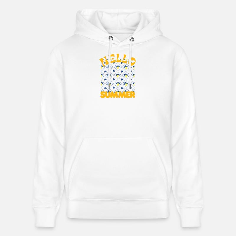 Hello Summer Lemon Pattern - Stanley/Stella CRUISER Unisex Organic Hoodie - white