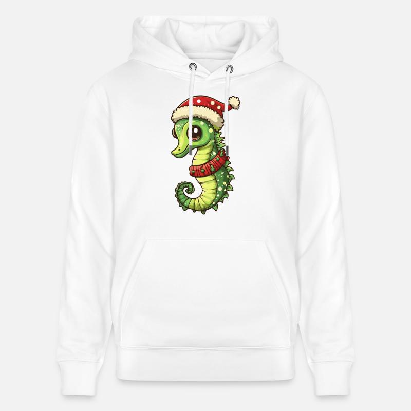 Bande dessinée de Noël hippocampe - Sweat à capuche bio CRUISER Stanley/Stella Unisexe - blanc