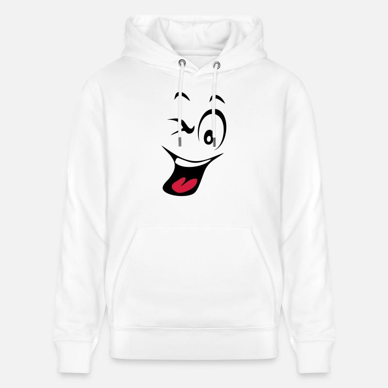 smiley rieur humeur1 - Sweat à capuche bio CRUISER Stanley/Stella Unisexe - blanc