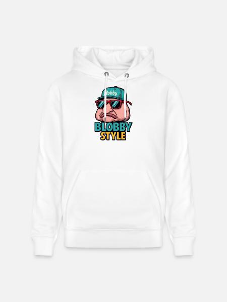 Blobby Style Cartoon Tee - Stanley/Stella CRUISER Unisex Organic Hoodie - white
