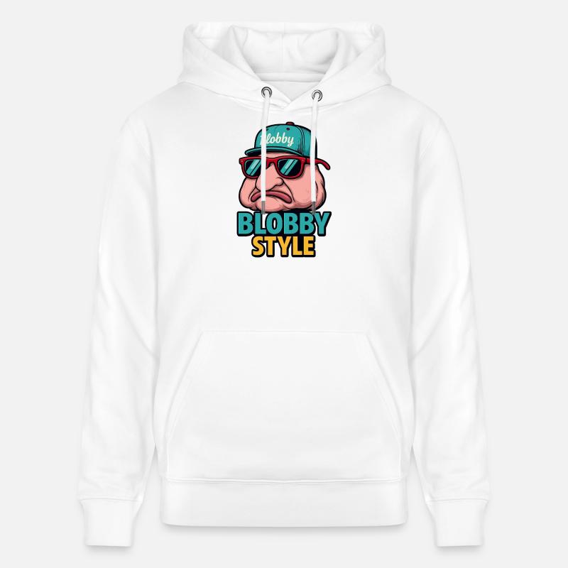 Blobby Style Cartoon Tee - Stanley/Stella CRUISER Unisex Organic Hoodie - white