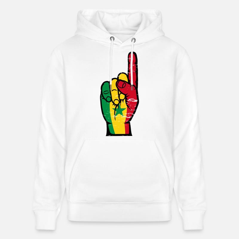 Main des drapeaux du Sénégal - Sweat à capuche bio CRUISER Stanley/Stella Unisexe - blanc