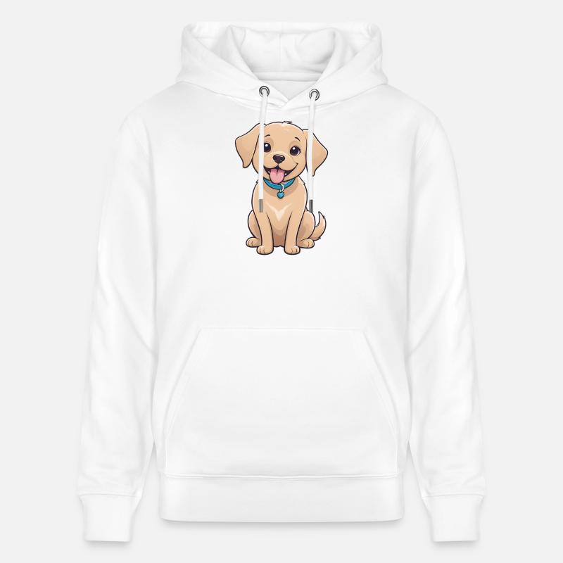 Dessin animé du chiot joyeux - Sweat à capuche bio CRUISER Stanley/Stella Unisexe - blanc
