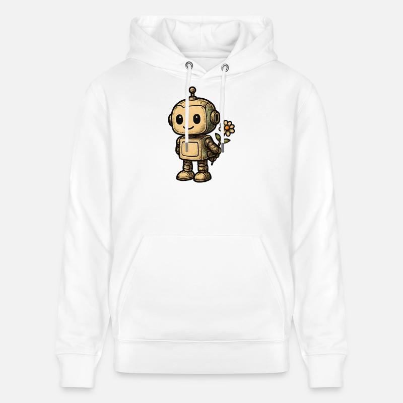 Robot avec fleur - Sweat à capuche bio CRUISER Stanley/Stella Unisexe - blanc