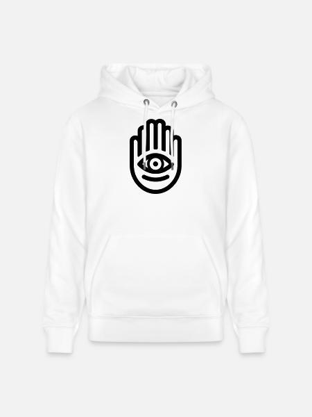 hand of Fatma Hamsa - Stanley/Stella CRUISER Unisex Organic Hoodie - white