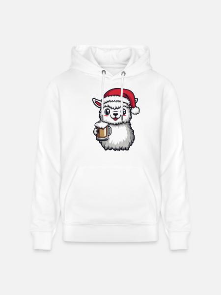 Alpaca Llama Beer Xmas Christmas - Stanley/Stella CRUISER Unisex Organic Hoodie - white