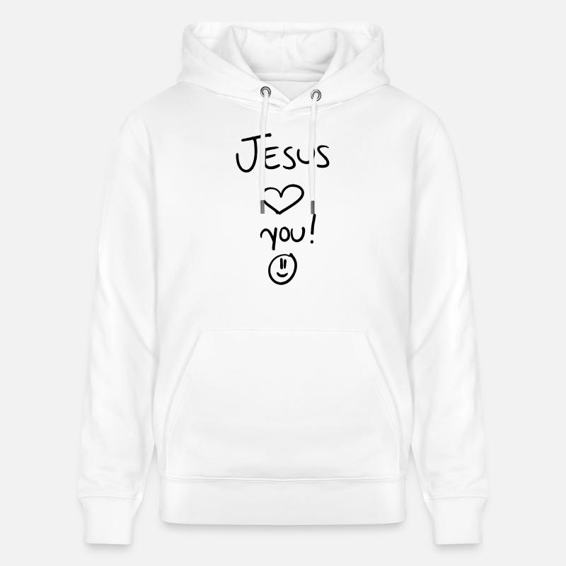Jésus t'aime - Sweat à capuche bio CRUISER Stanley/Stella Unisexe - blanc