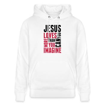 jesus_loves_you_more_2 - Sweat à capuche bio CRUISER Stanley/Stella Unisexe - blanc - Devant - Alina (178cm) & Michal (187cm)