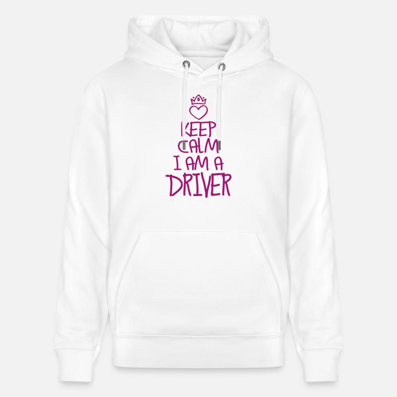 Keep Calm Driver Cool Cadeau - Sweat à capuche bio CRUISER Stanley/Stella Unisexe - blanc