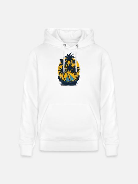 Sunset on the palm boat - Stanley/Stella CRUISER Unisex Organic Hoodie - white