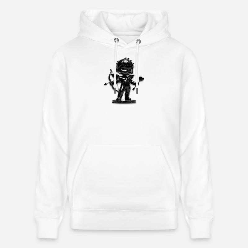 Schwarzer Amor mit Bogen - Stanley/Stella Unisex Bio-Hoodie CRUISER  - Weiß